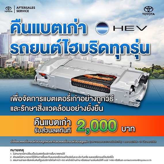 คืนแบตเก่า รถยนต์ไฮบริดทุกรุ่น รับส่วนลดทันที 2,000 บาท