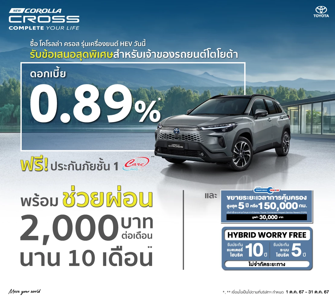 ข้อเสนอสุดพิเศษสำหรับ New Corolla Cross HEV